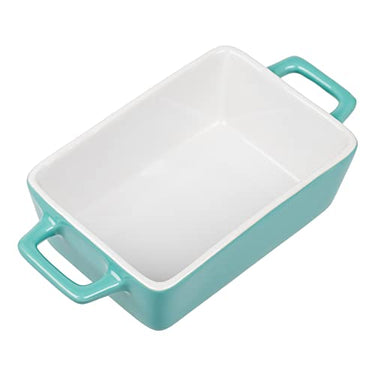 Invero Backform aus Steingut, rechteckig, mit Griffen, ideal zum Backen von Lasagnen, Kuchen, Aufläufen, Tapas, Nudeln und mehr, Grün im Sale